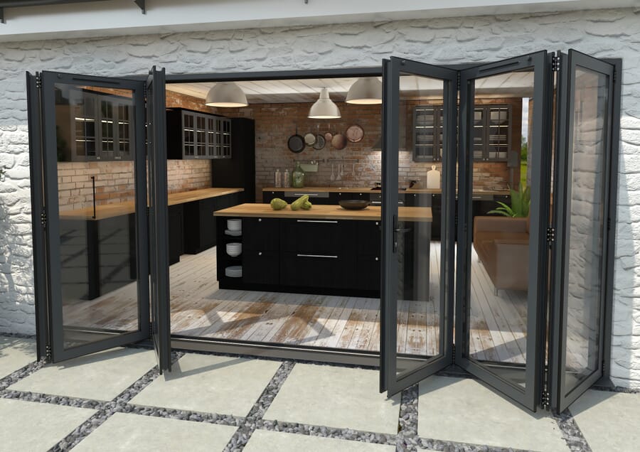 Climadoor Grey Aluminium Bi-folding Patio Doors