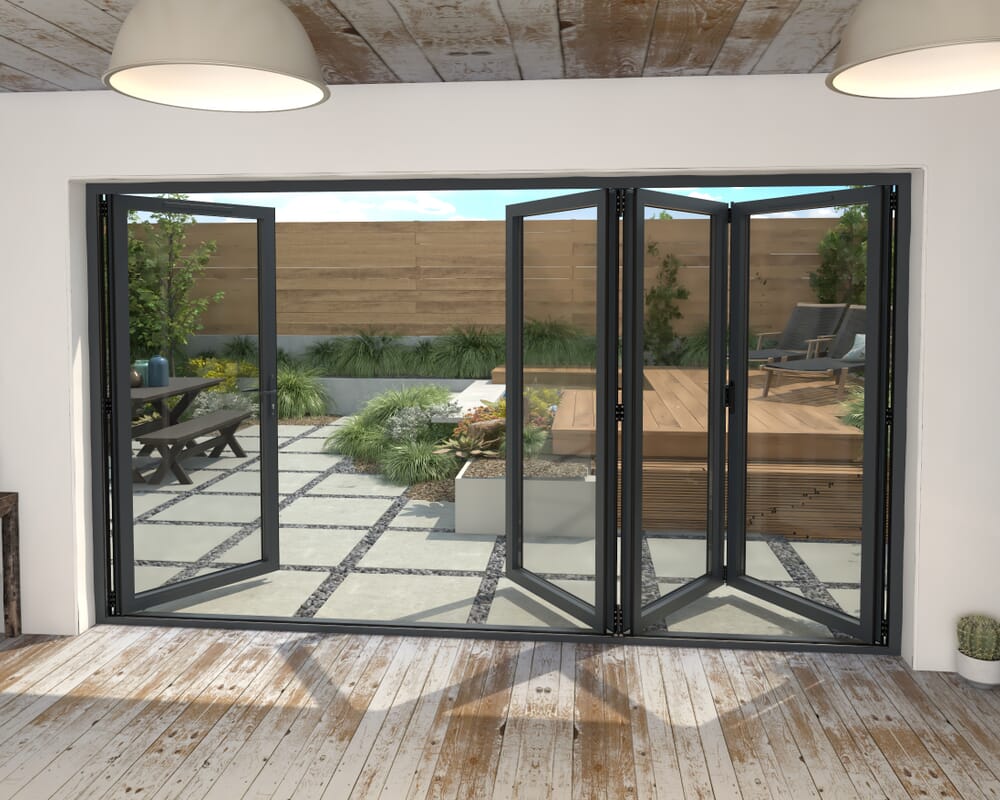 3600mm Grey Aluminium Bifold Doors - 3 Left 1 Right