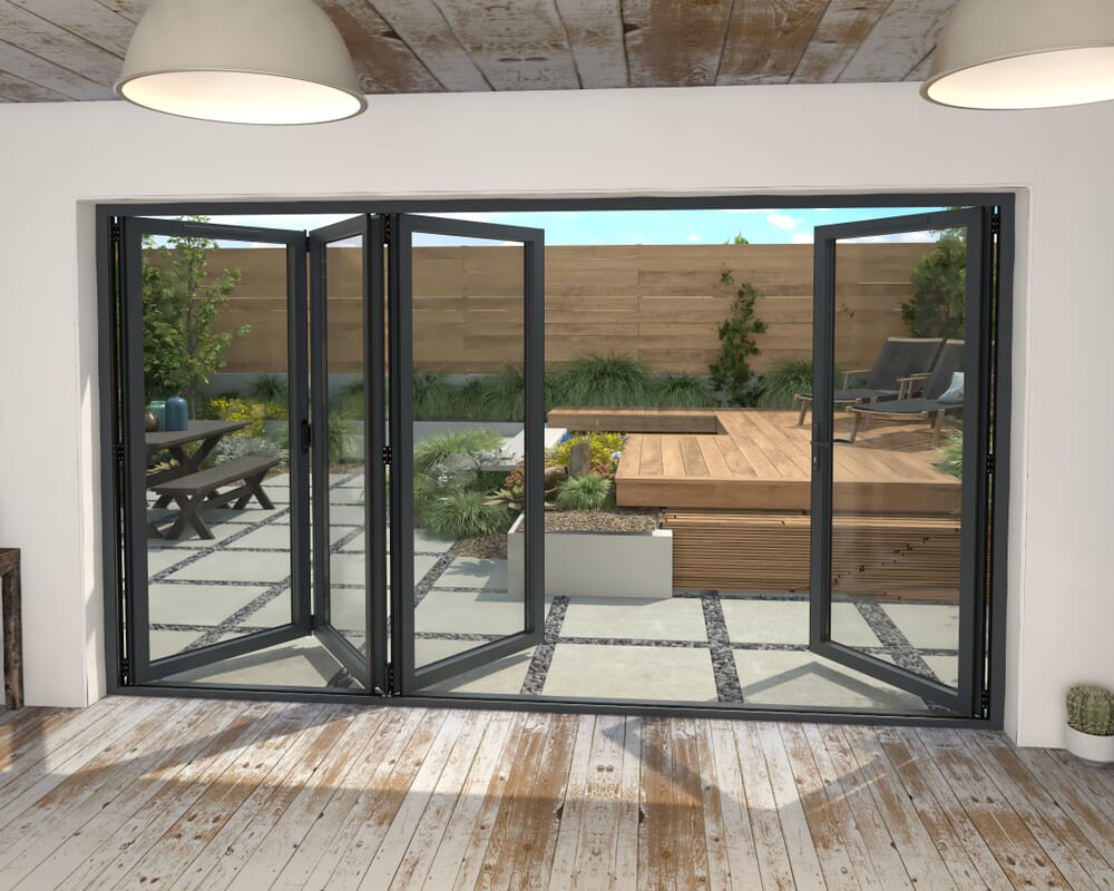 3600mm Grey Aluminium Bifold Doors - 1 Left 3 Right