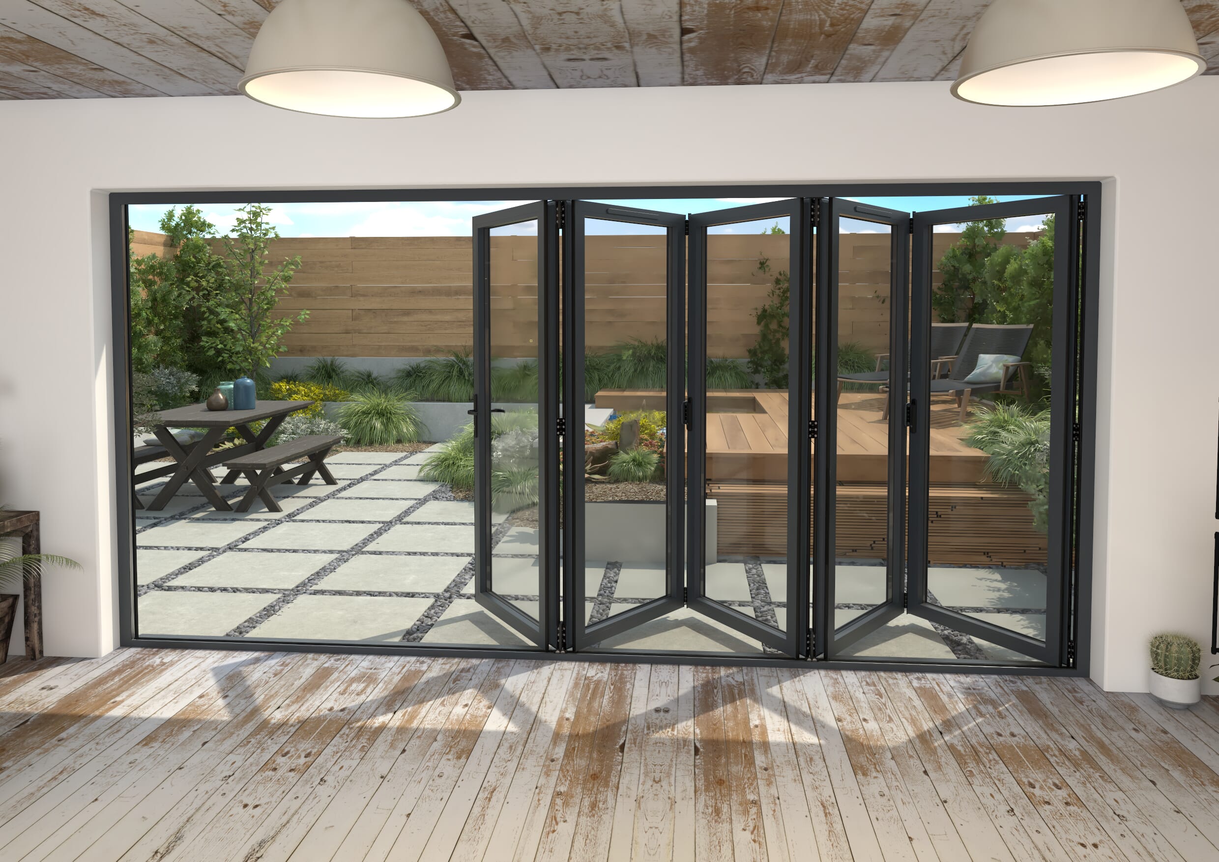 4200mm Grey Aluminium Bifold Doors - 5 Left