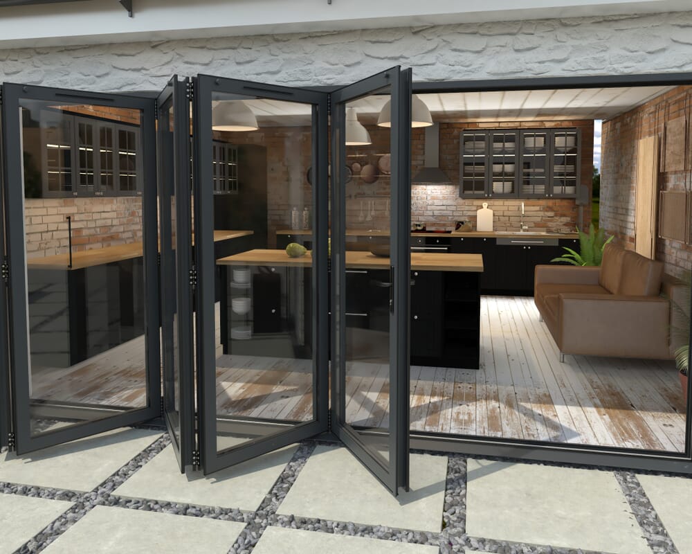 4200mm Grey Aluminium Bifold Doors - 5 Left