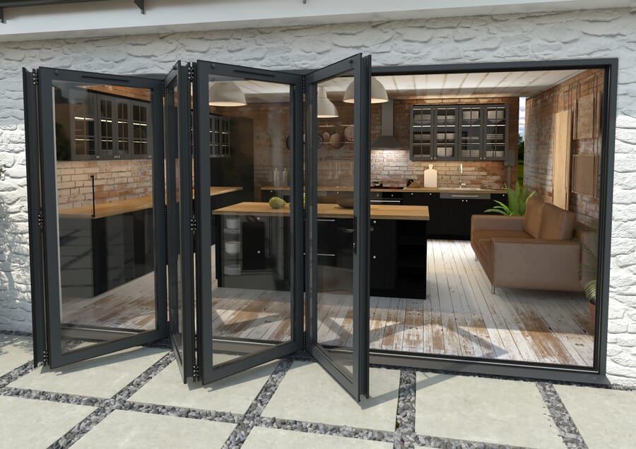 Climadoor Grey Aluminium Bi-folding Patio Doors