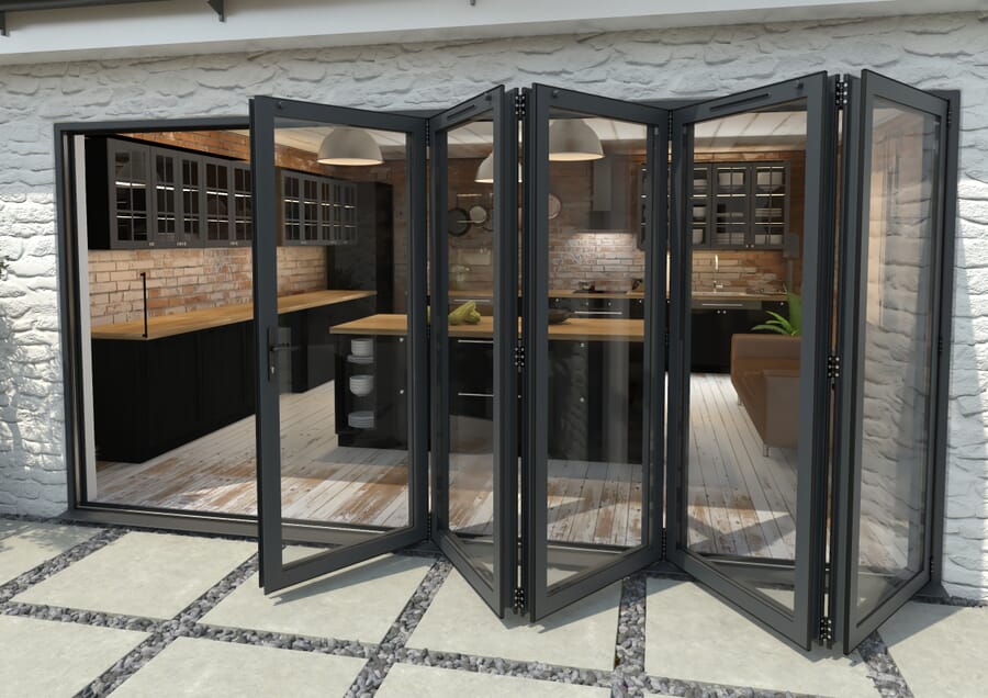 Climadoor Grey Aluminium Bi-folding Patio Doors