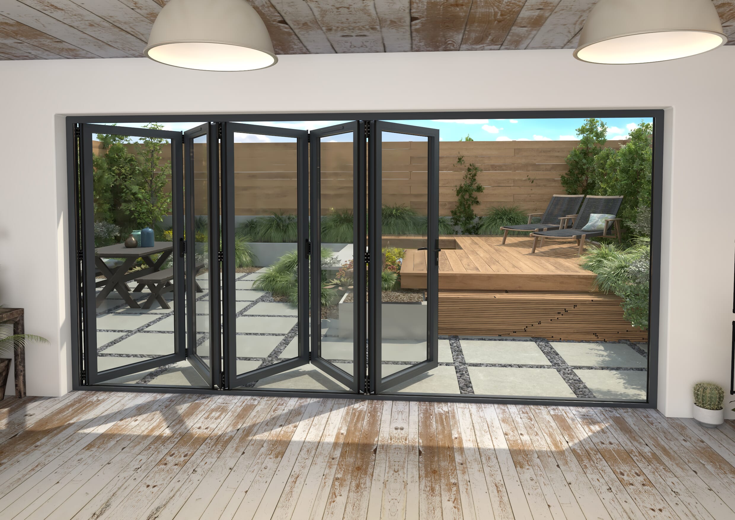 4200mm Grey Aluminium Bifold Doors - 5 Right