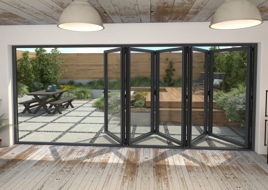 Climadoor Grey Aluminium Bi-folding Patio Doors