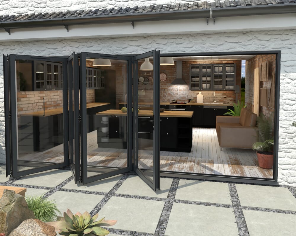 4800mm Grey Aluminium Bifold Doors - 5 Left