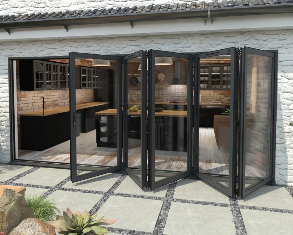 4800mm Grey Aluminium Bifold Doors - 5 Right