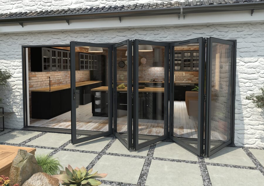 Climadoor Grey Aluminium Bi-folding Patio Doors