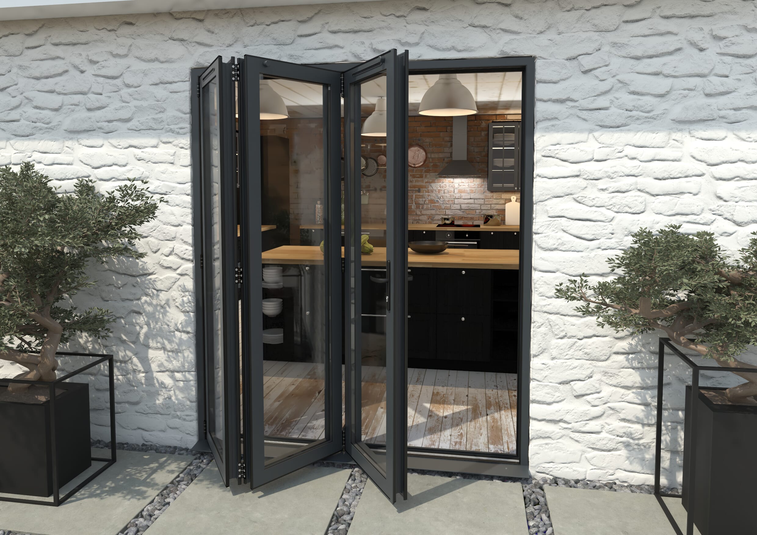 Part Q 1800mm Grey Aluminium Bifold Doors - 3 Left