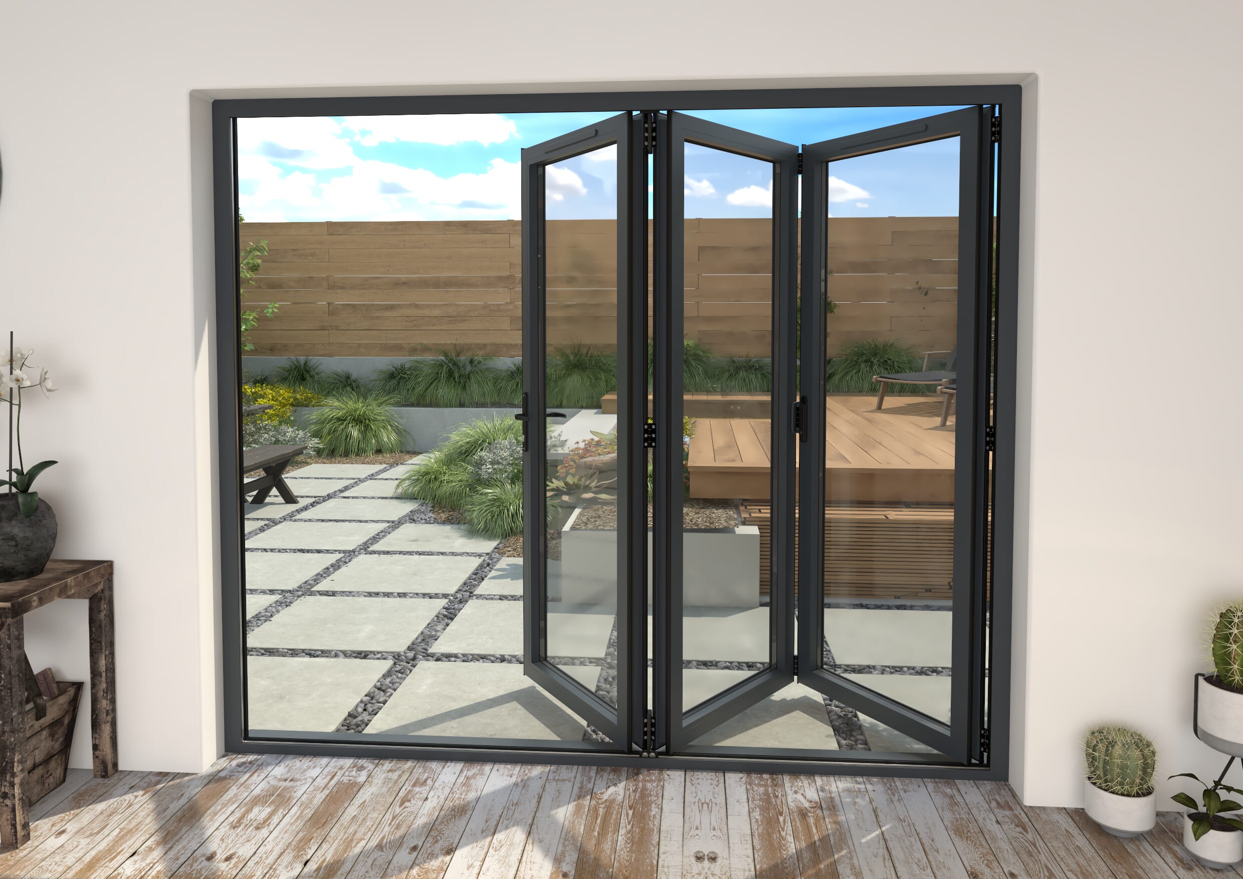 Part Q 2400mm Grey Aluminium Bifold Doors - 3 Left