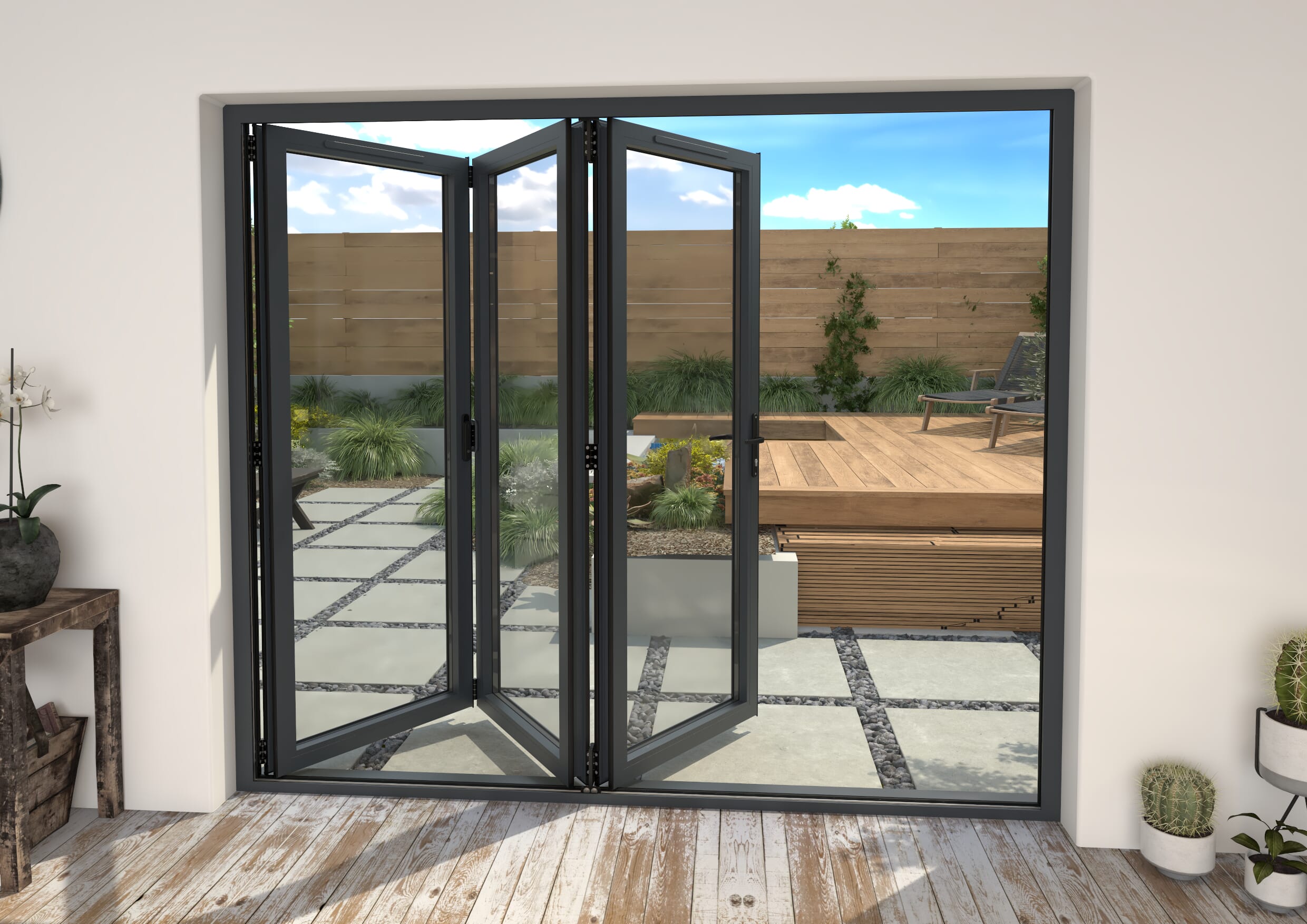 Part Q 2400mm Grey Aluminium Bifold Doors - 3 Right