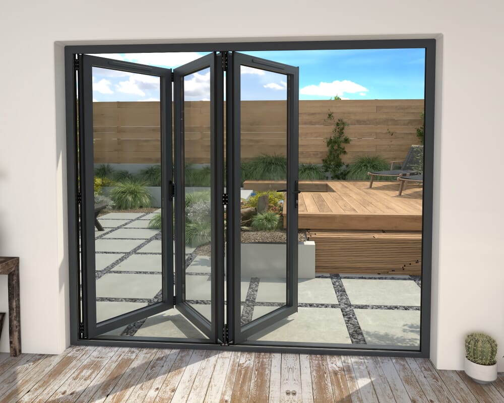 Part Q 2400mm Grey Aluminium Bifold Doors - 3 Right