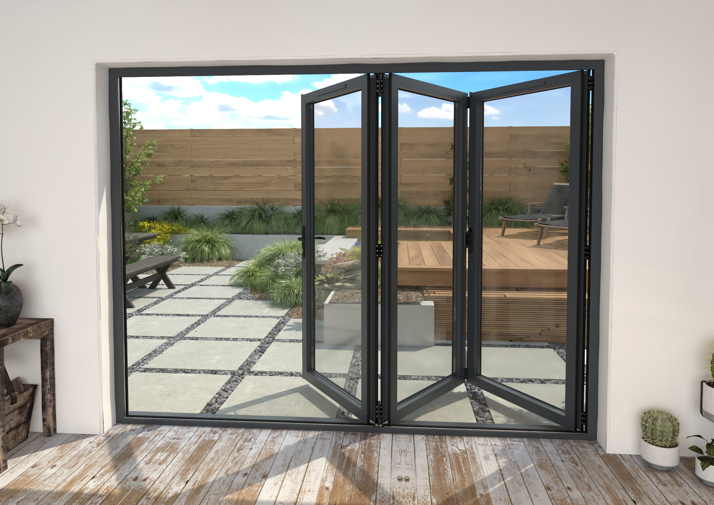 Part Q 2700mm Grey Aluminium Bifold Doors - 3 Left