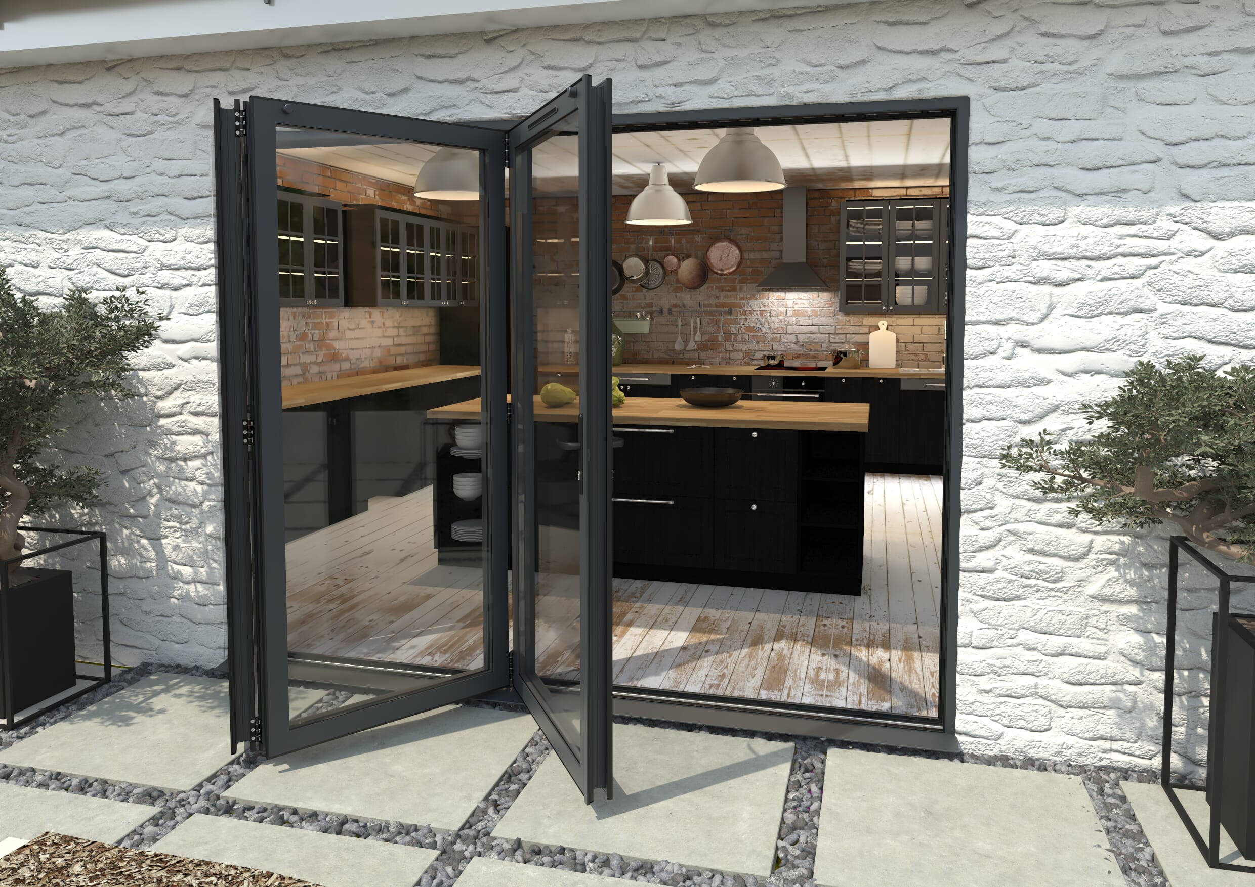 Part Q 2700mm Grey Aluminium Bifold Doors - 3 Left