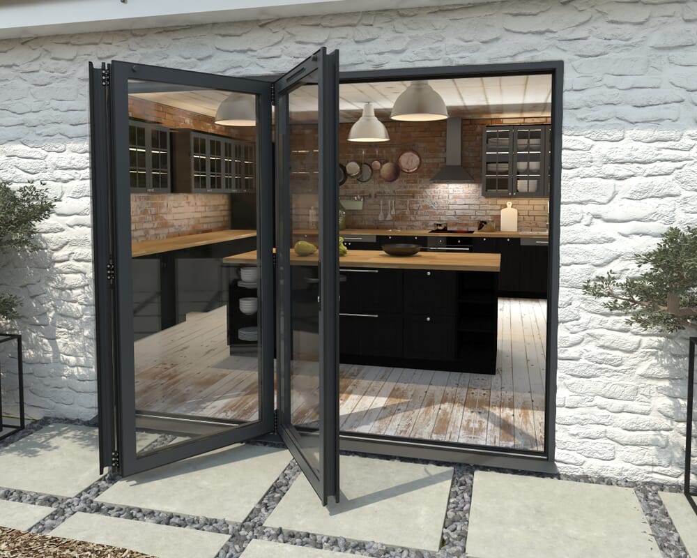 Part Q 2700mm Grey Aluminium Bifold Doors - 3 Left