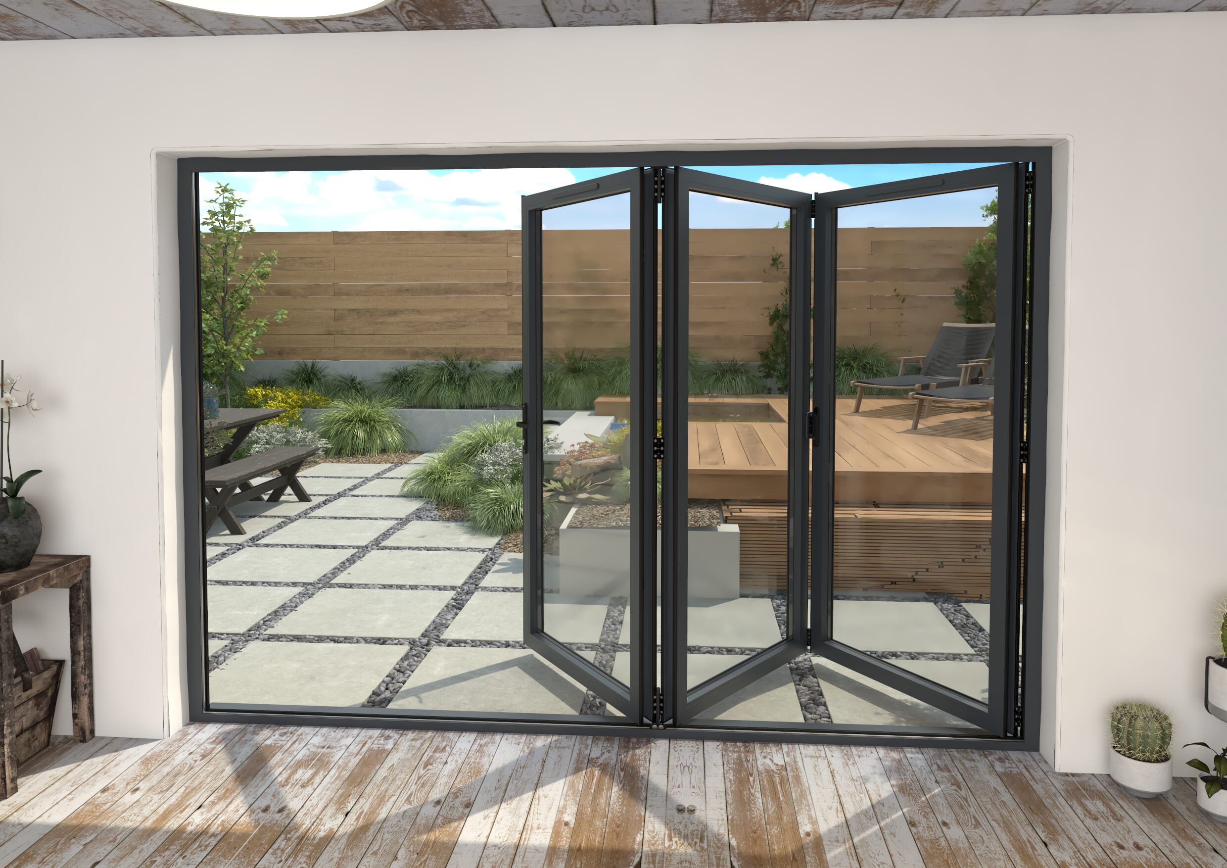 Part Q 3000mm Grey Aluminium Bifold Doors - 3 Left