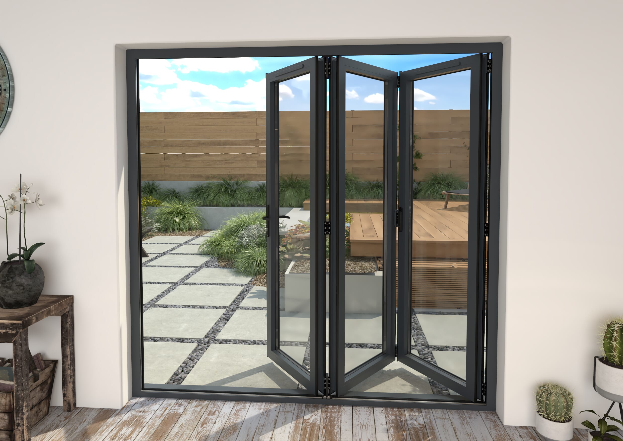 Part Q 2100mm Grey Aluminium Bifold Doors - 3 Left