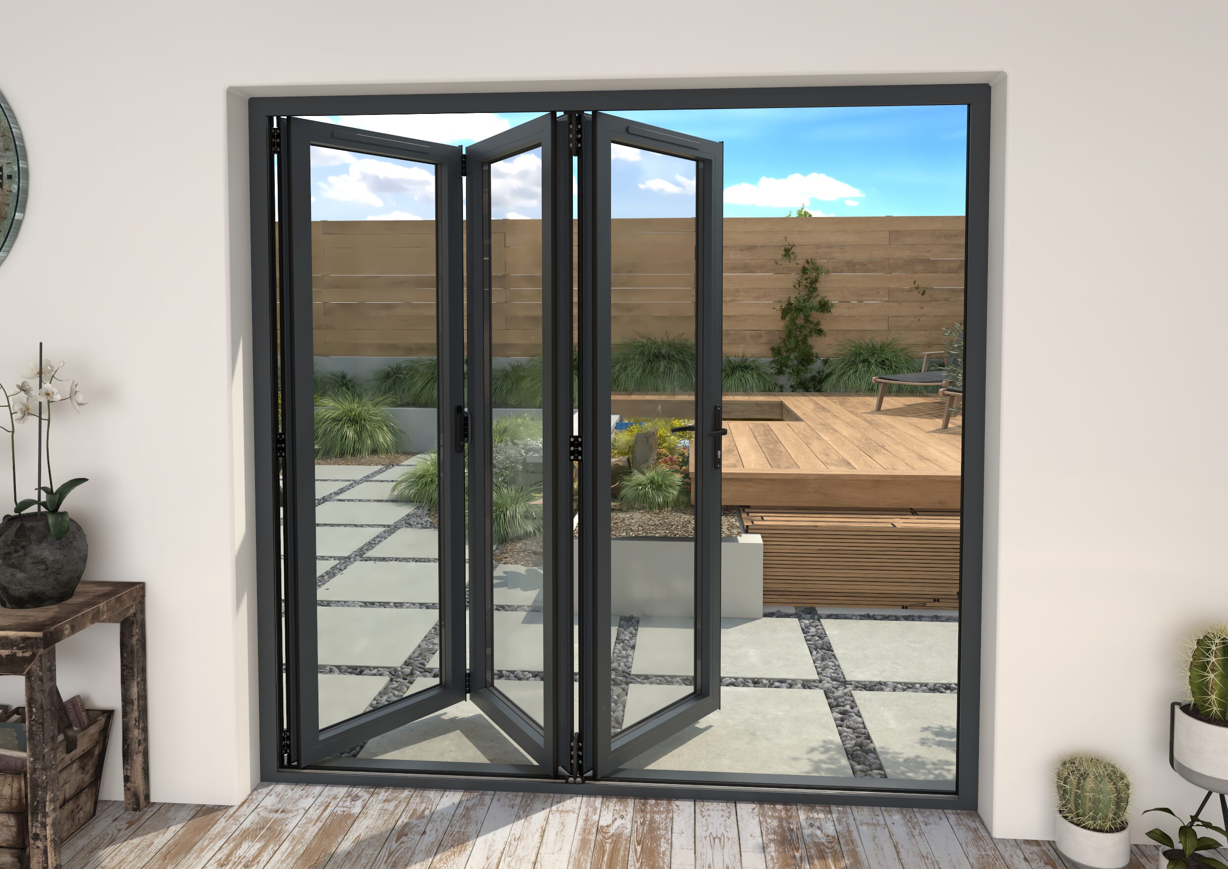 Part Q 2100mm Grey Aluminium Bifold Doors - 3 Right