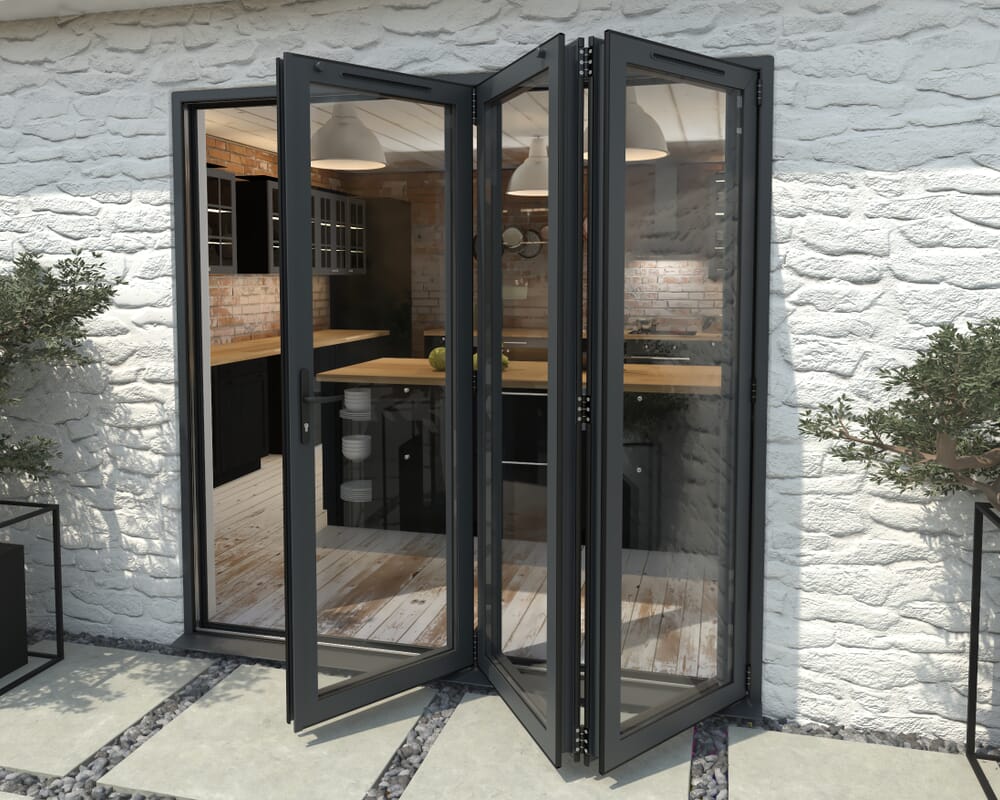 Part Q 2100mm Grey Aluminium Bifold Doors - 3 Right