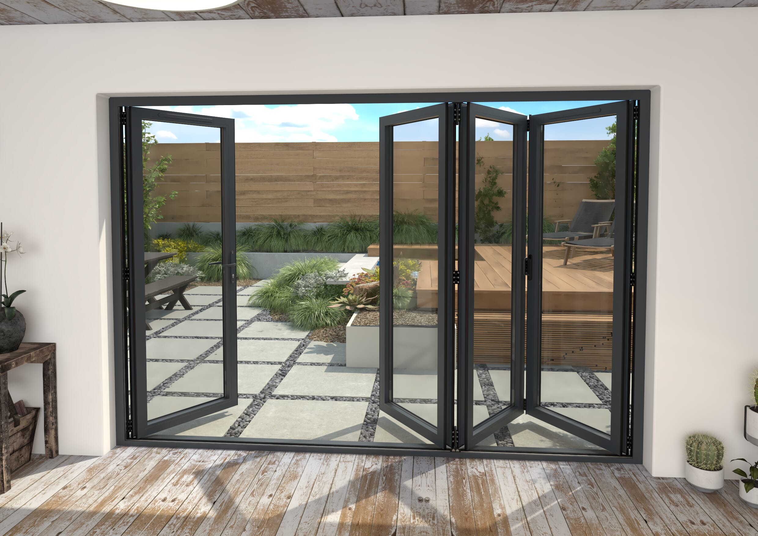 Part Q 3000mm Grey Aluminium Bifold Doors - 3 Left 1 Right