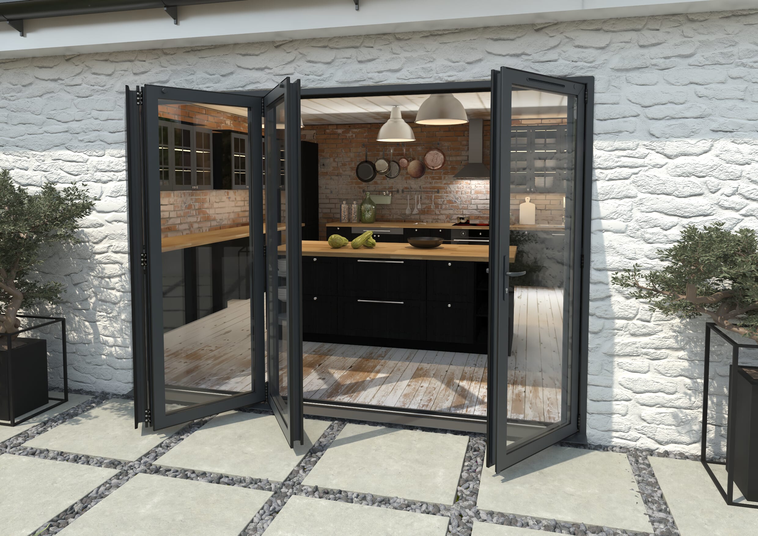 Part Q 3000mm Grey Aluminium Bifold Doors - 3 Left 1 Right