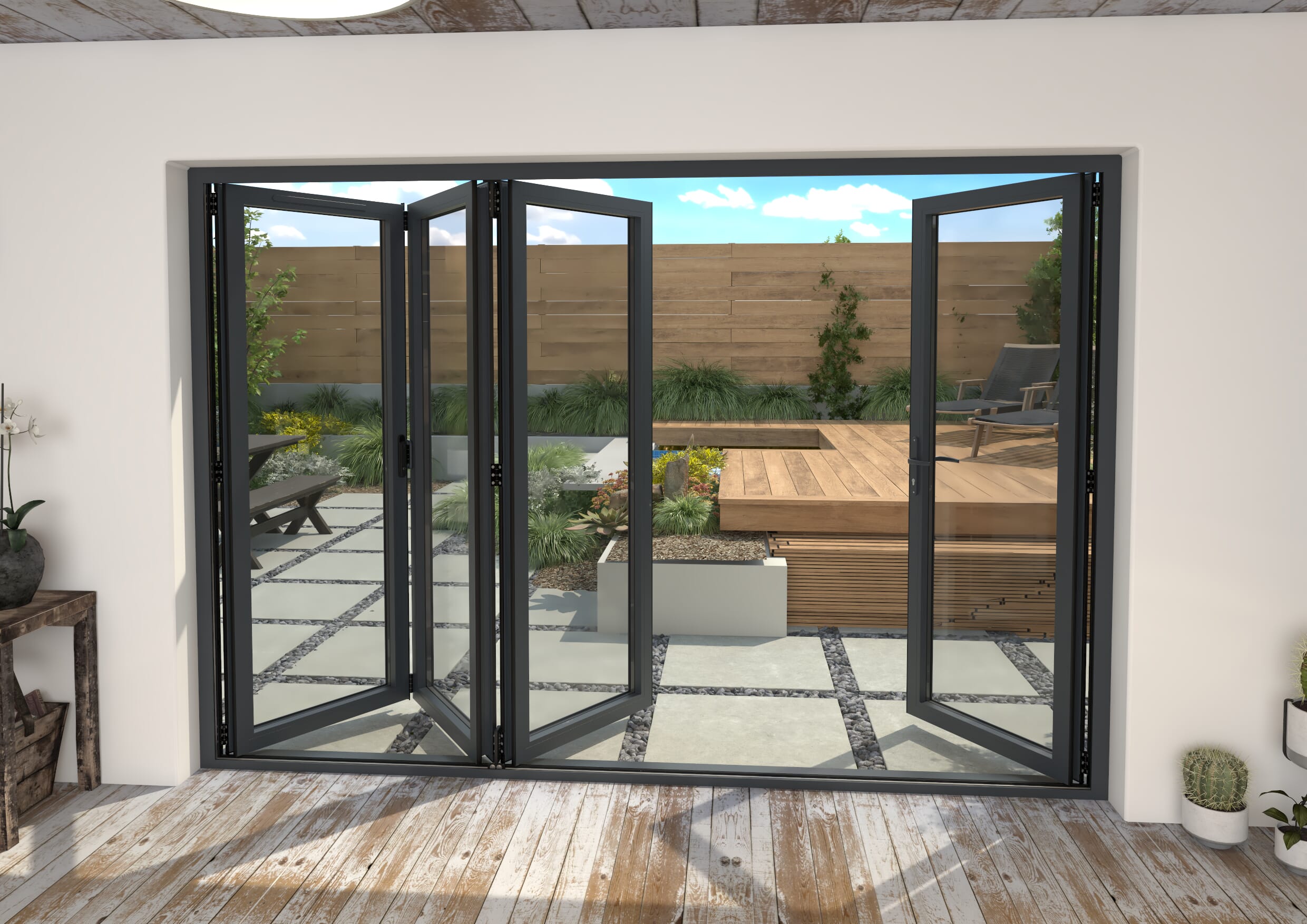 Part Q 3000mm Grey Aluminium Bifold Doors - 1 Left 3 Right