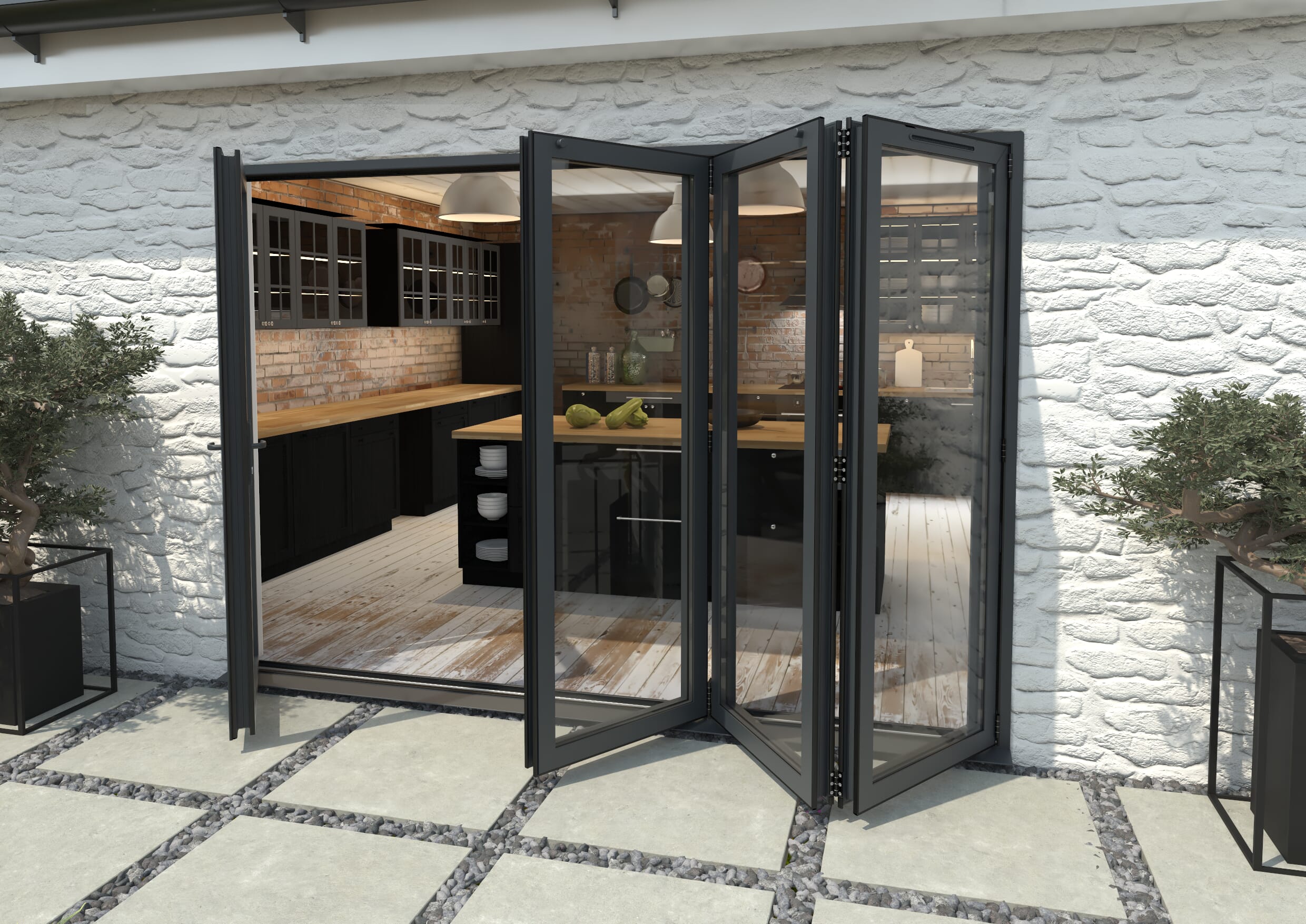 Part Q 3000mm Grey Aluminium Bifold Doors - 1 Left 3 Right