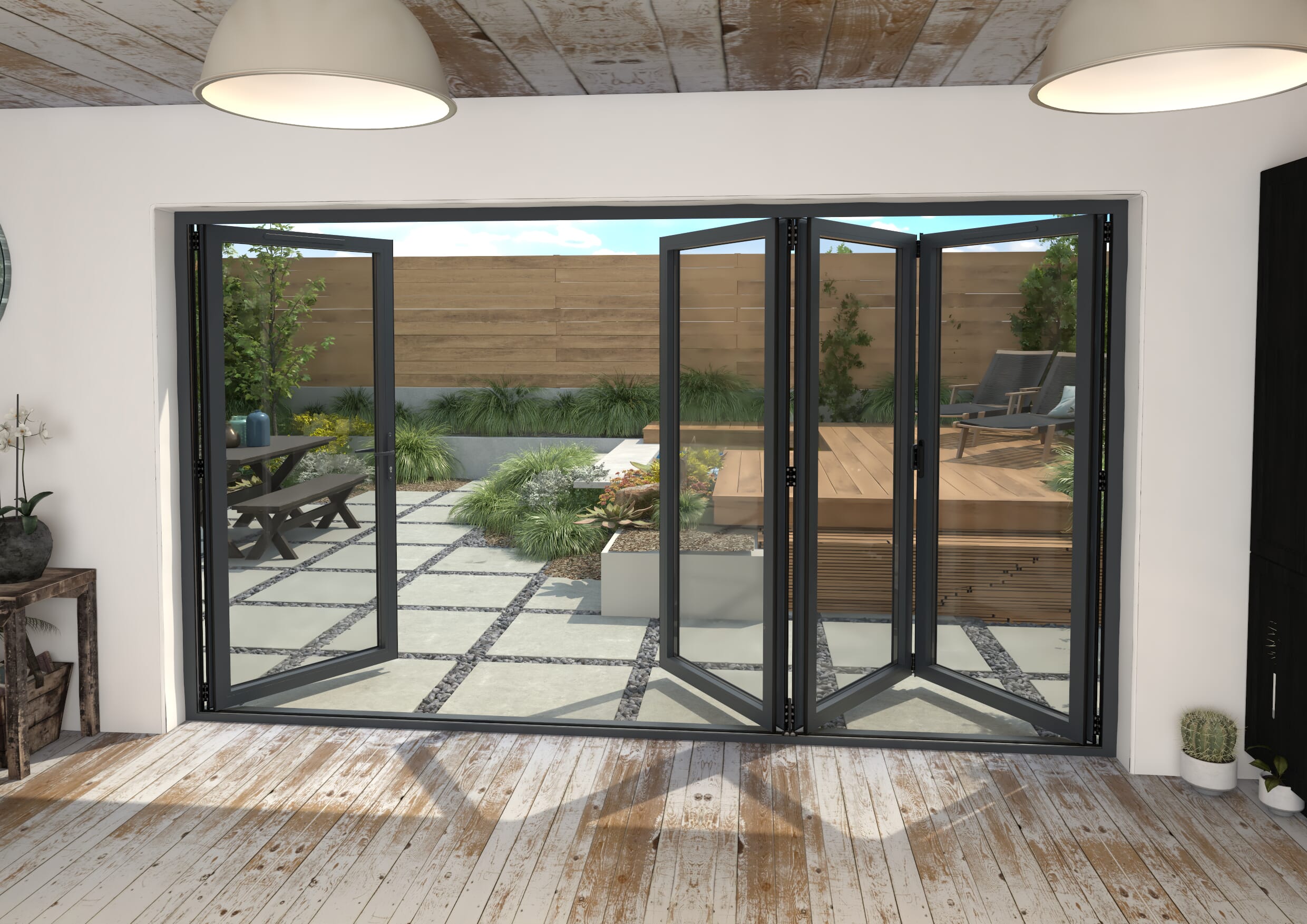 Part Q 3600mm Grey Aluminium Bifold Doors - 3 Left 1 Right