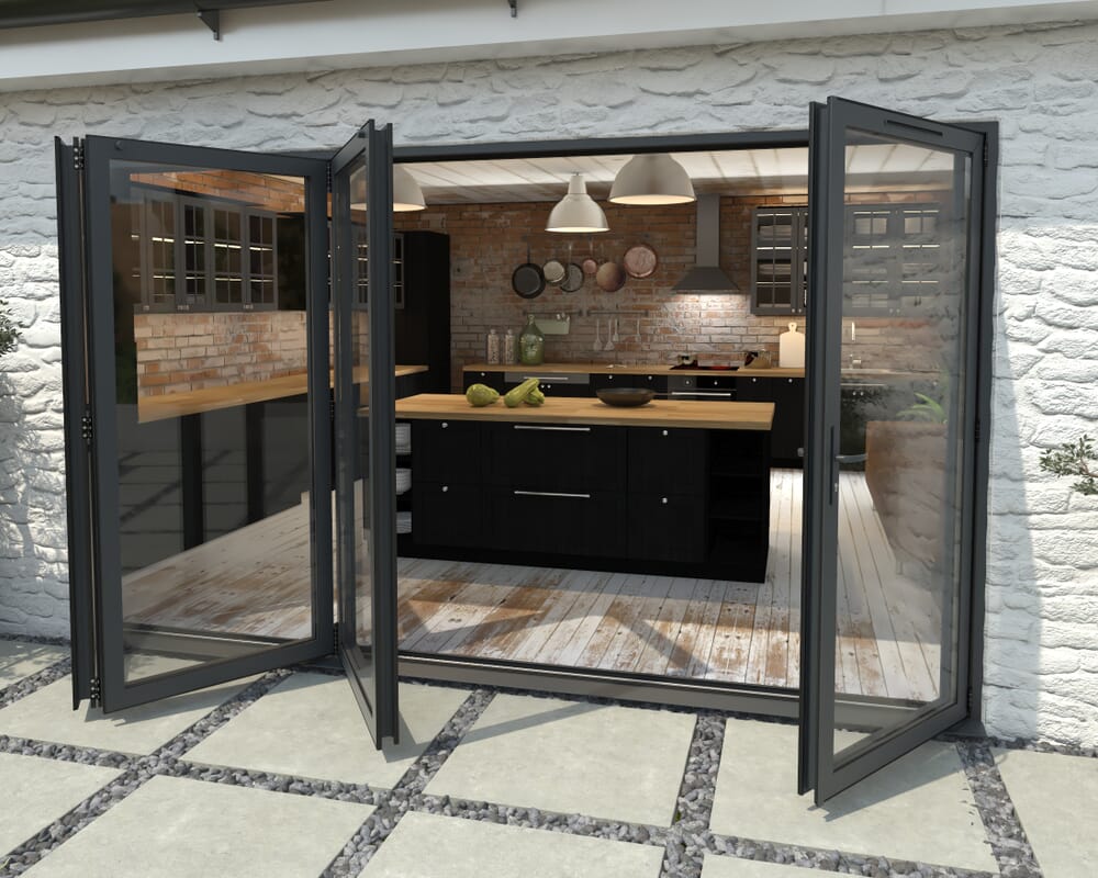 Part Q 3600mm Grey Aluminium Bifold Doors - 3 Left 1 Right