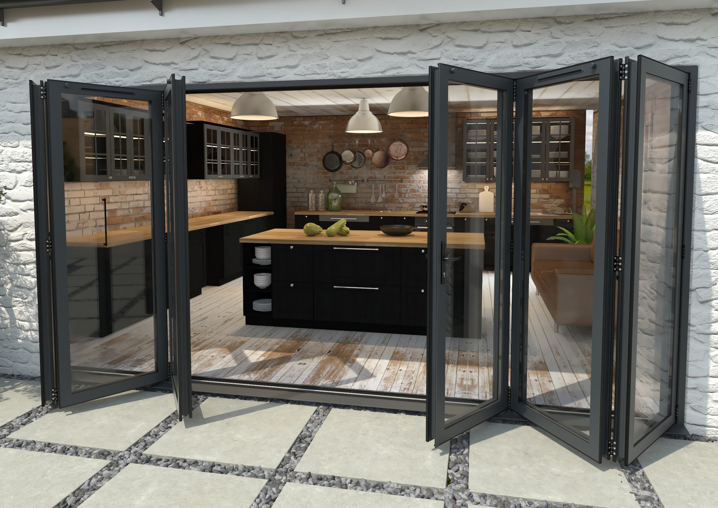 Part Q 4200mm Grey Aluminium Bifold Doors - 3 Left 3 Right