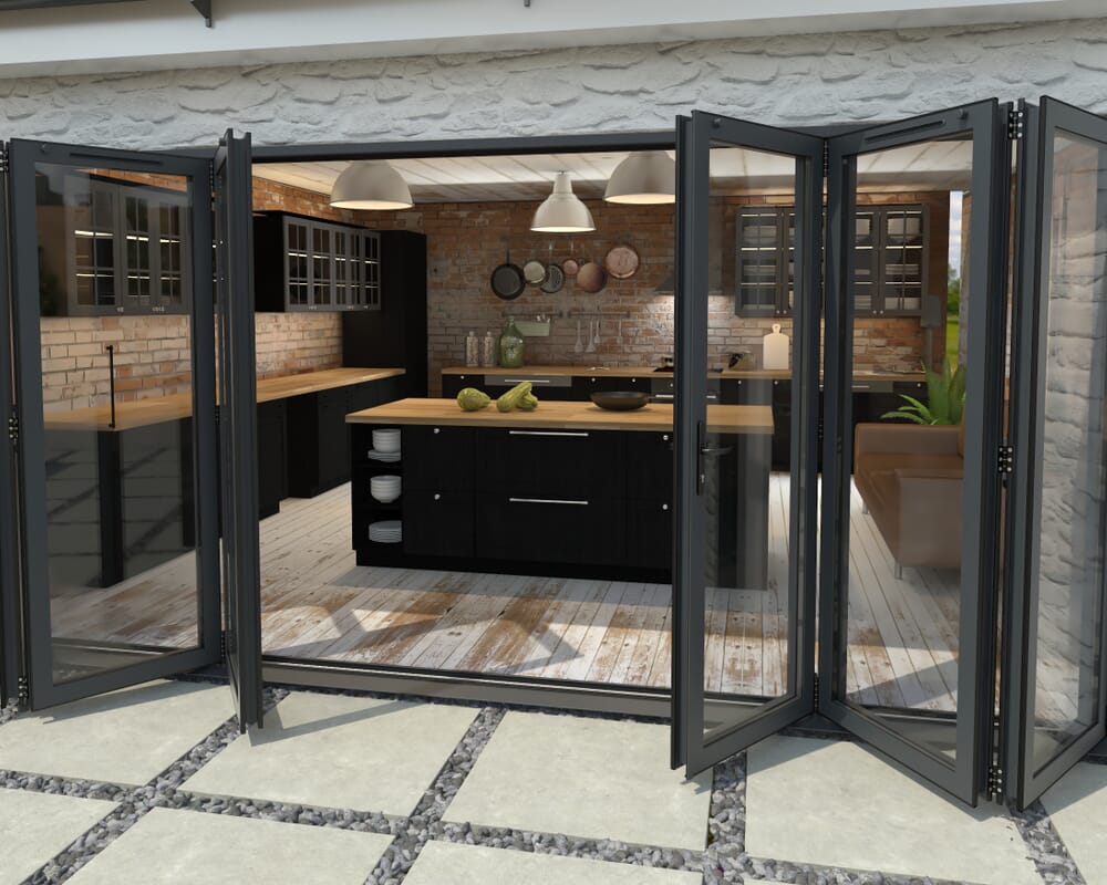 Part Q 4200mm Grey Aluminium Bifold Doors - 3 Left 3 Right