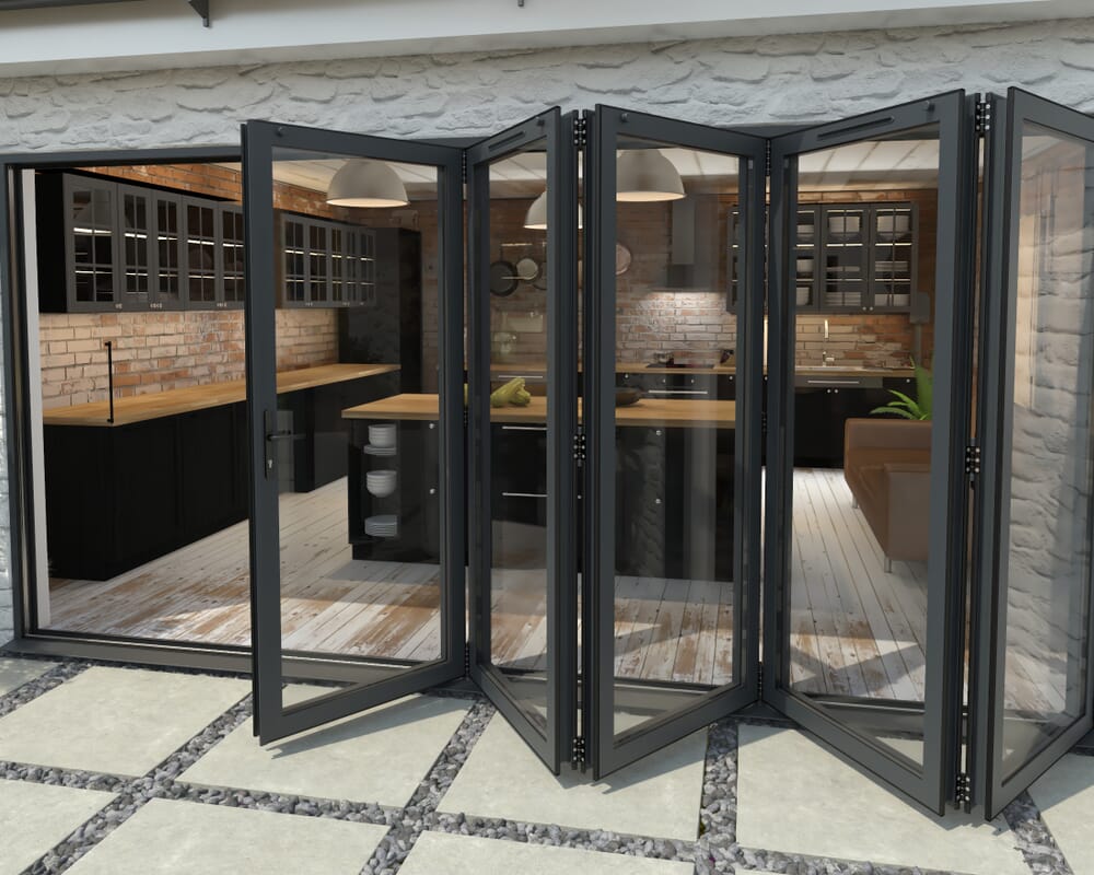 Part Q 4200mm Grey Aluminium Bifold Doors - 5 Right
