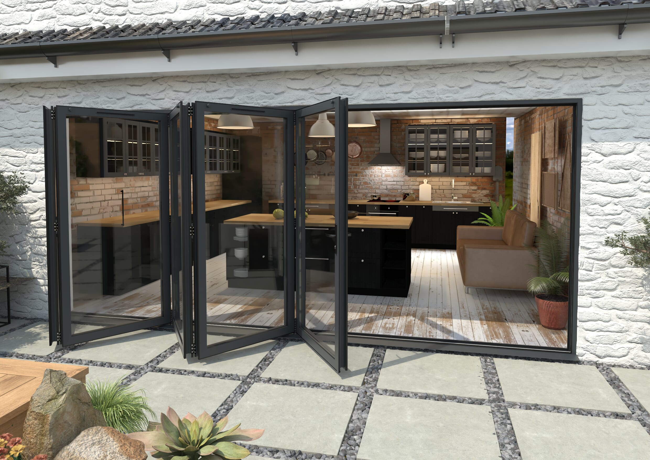 Part Q 4800mm Grey Aluminium Bifold Doors - 5 Left