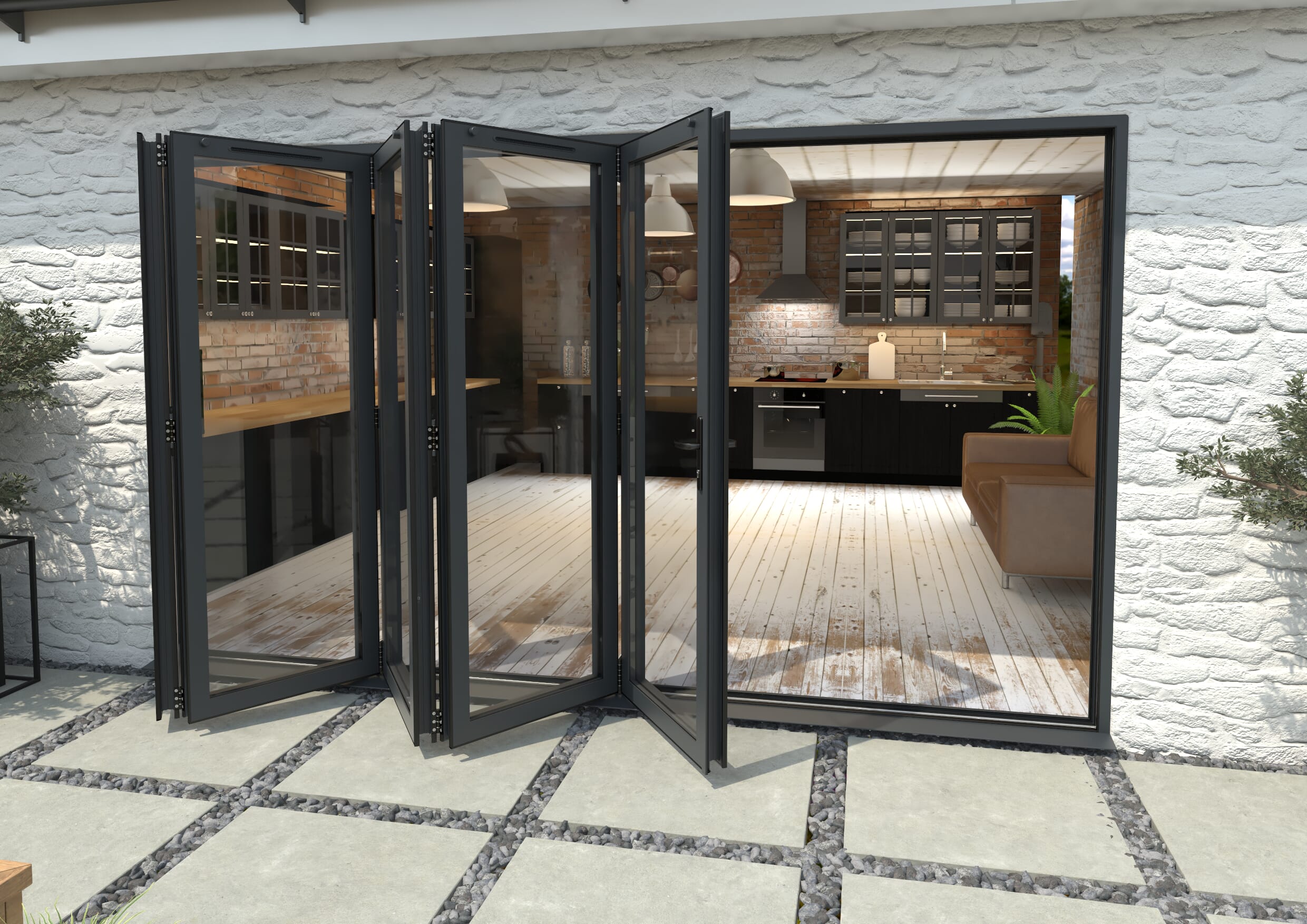 Part Q 3600mm Grey Aluminium Bifold Doors - 5 Left