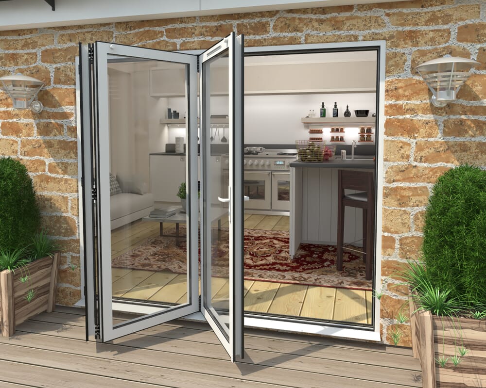 2400mm White Aluminium Bifold Doors - 3 Left