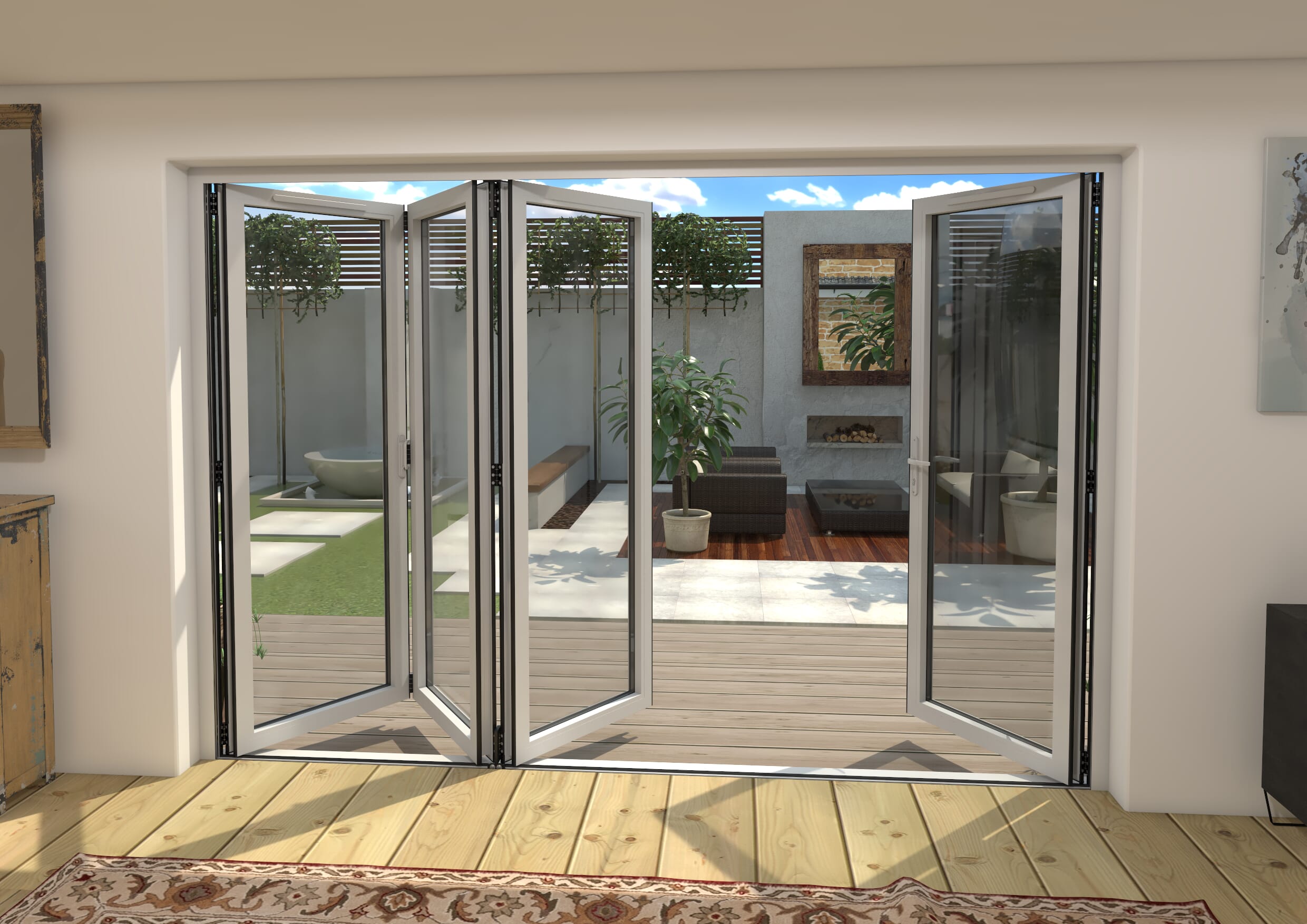 3000mm White Aluminium Bifold Doors - 1 Left 3 Right