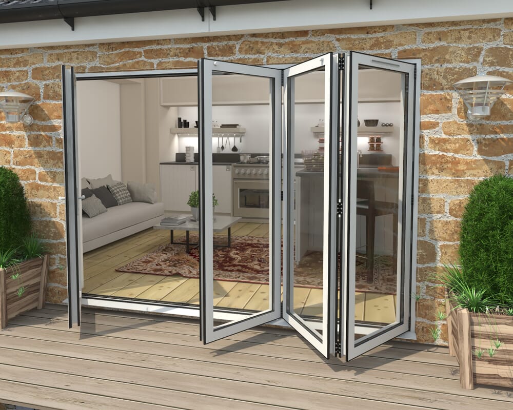 3000mm White Aluminium Bifold Doors - 1 Left 3 Right