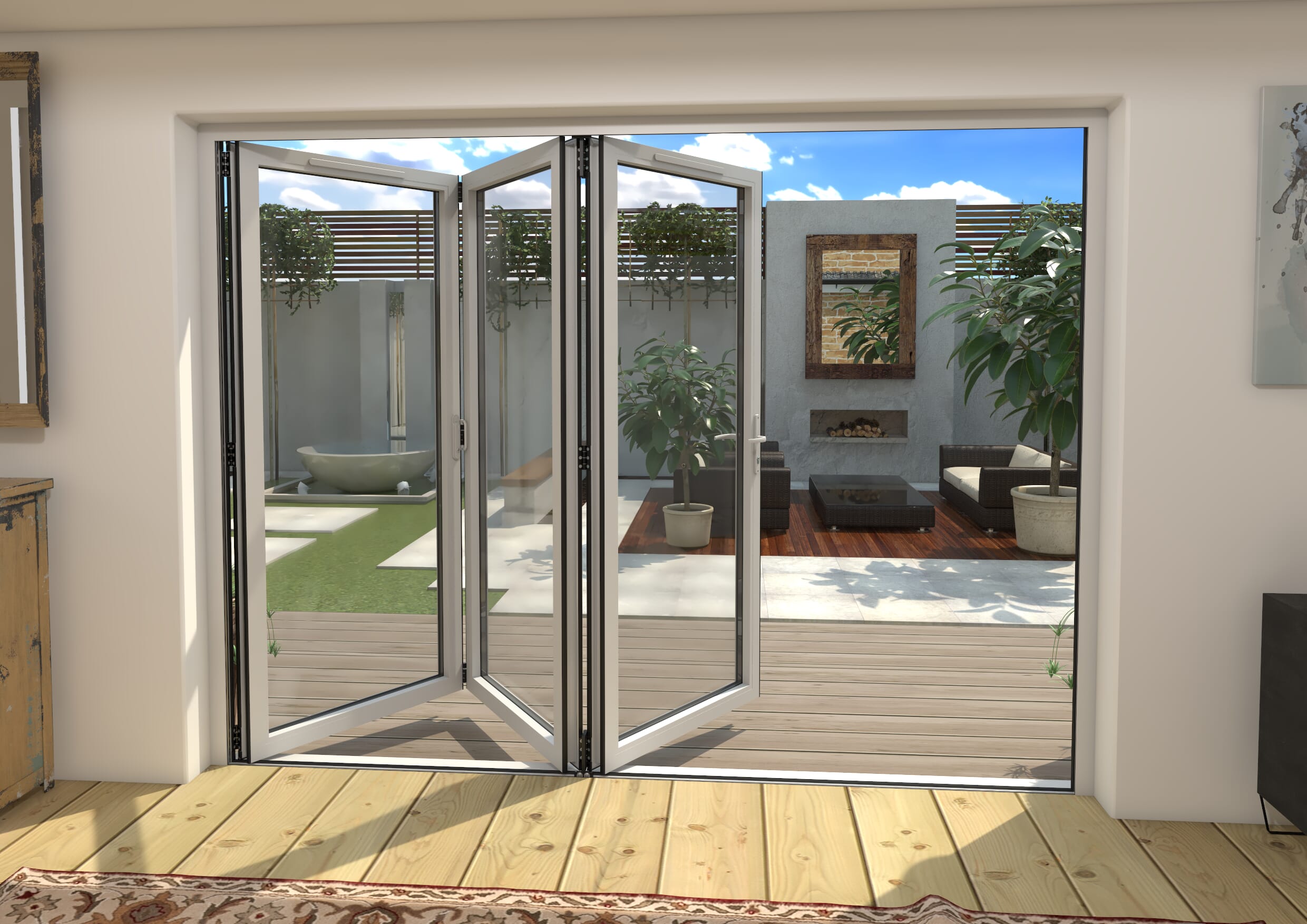 2700mm White Aluminium Bifold Doors - 3 Right