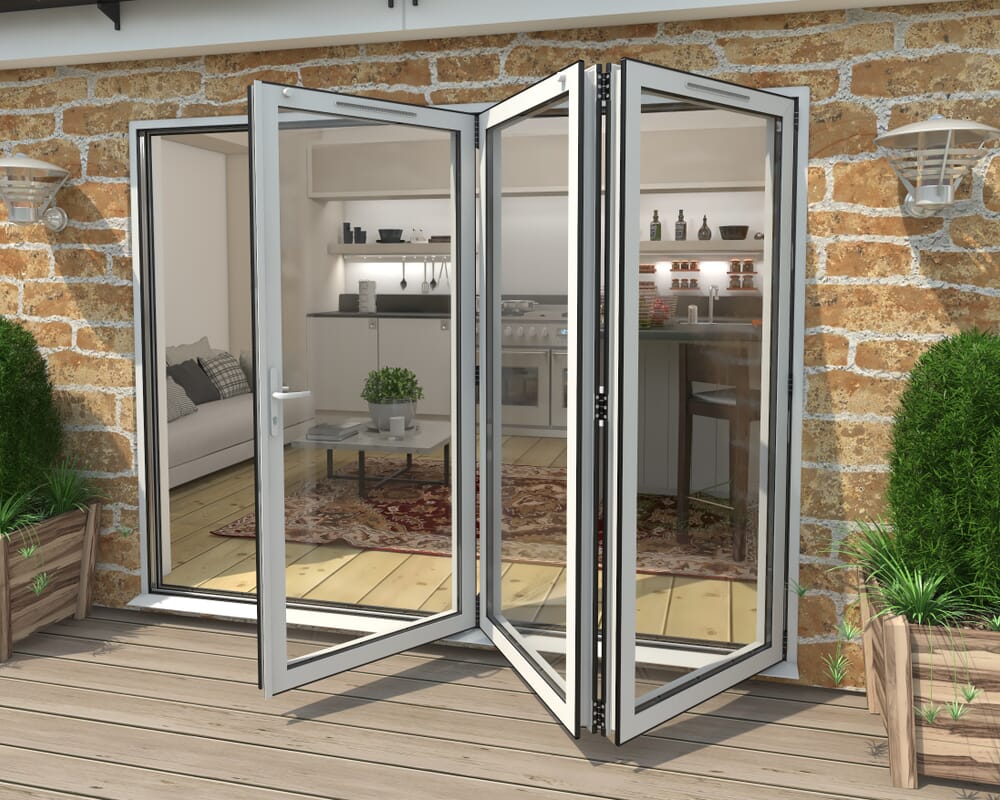 2700mm White Aluminium Bifold Doors - 3 Right