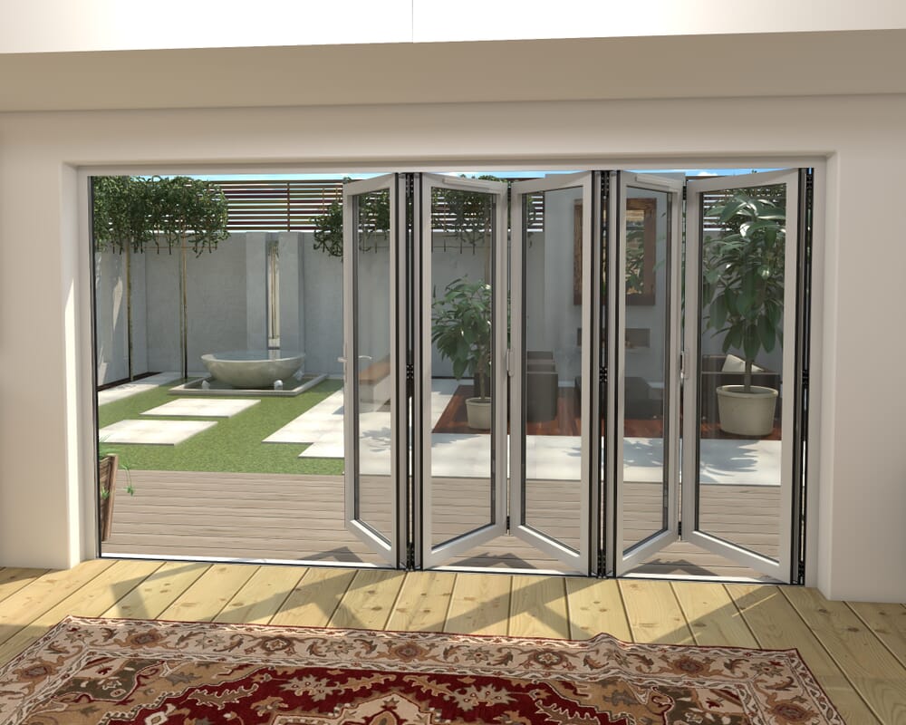 3600mm White Aluminium Bifold Doors - 5 Left