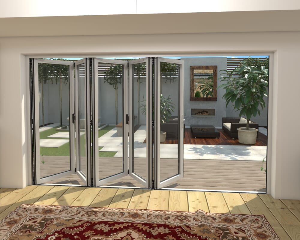 3600mm White Aluminium Bifold Doors - 5 Right