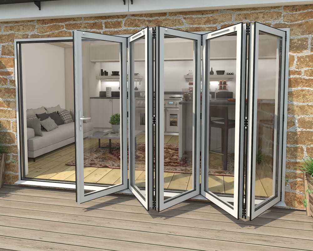 3600mm White Aluminium Bifold Doors - 5 Right