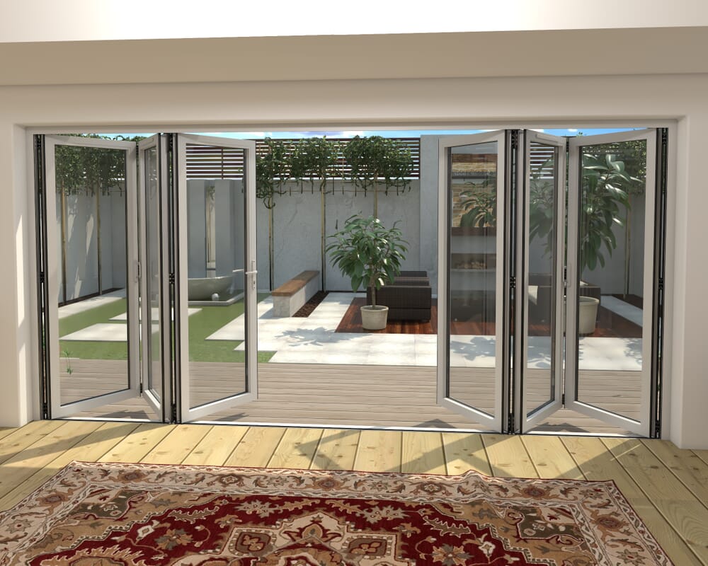 4200mm White Aluminium Bifold Doors - 3 Left 3 Right
