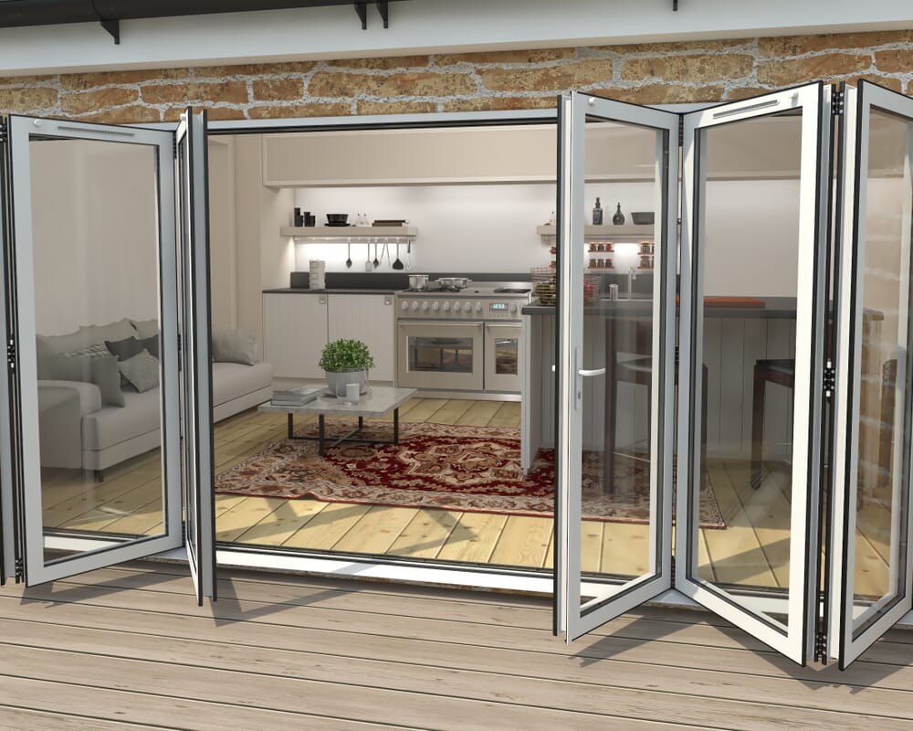 4200mm White Aluminium Bifold Doors - 3 Left 3 Right