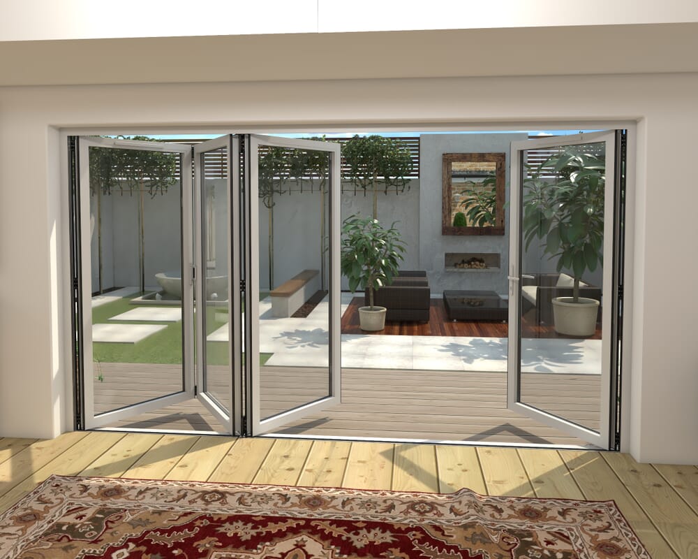 3600mm White Aluminium Bifold Doors - 1 Left 3 Right