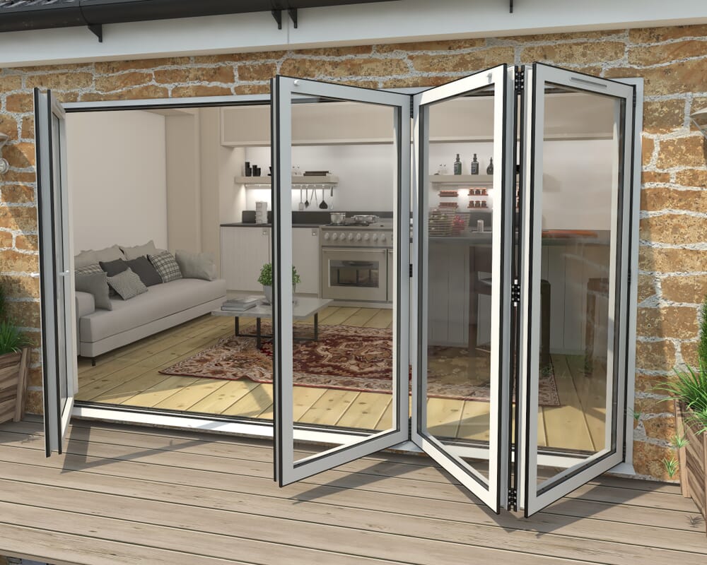 3600mm White Aluminium Bifold Doors - 1 Left 3 Right