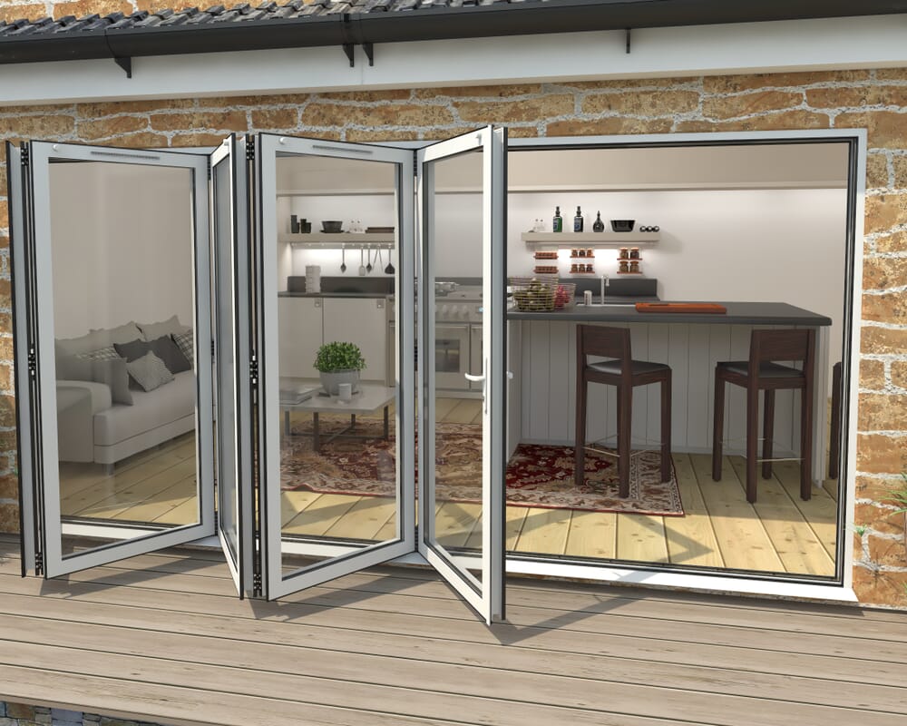 4200mm White Aluminium Bifold Doors - 5 Left