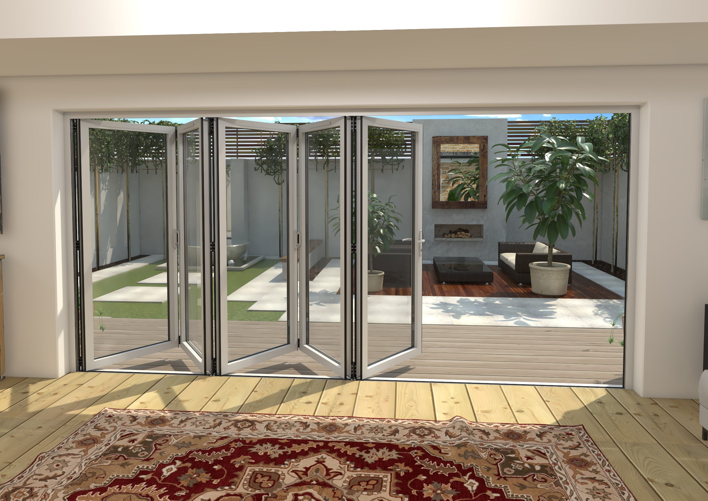 4200mm White Aluminium Bifold Doors - 5 Right