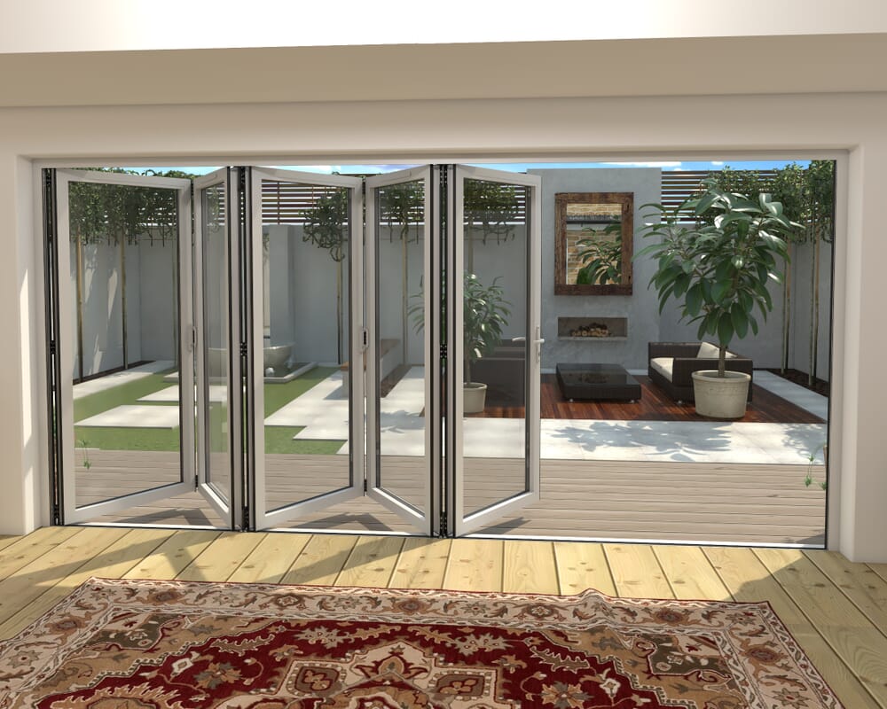 4200mm White Aluminium Bifold Doors - 5 Right