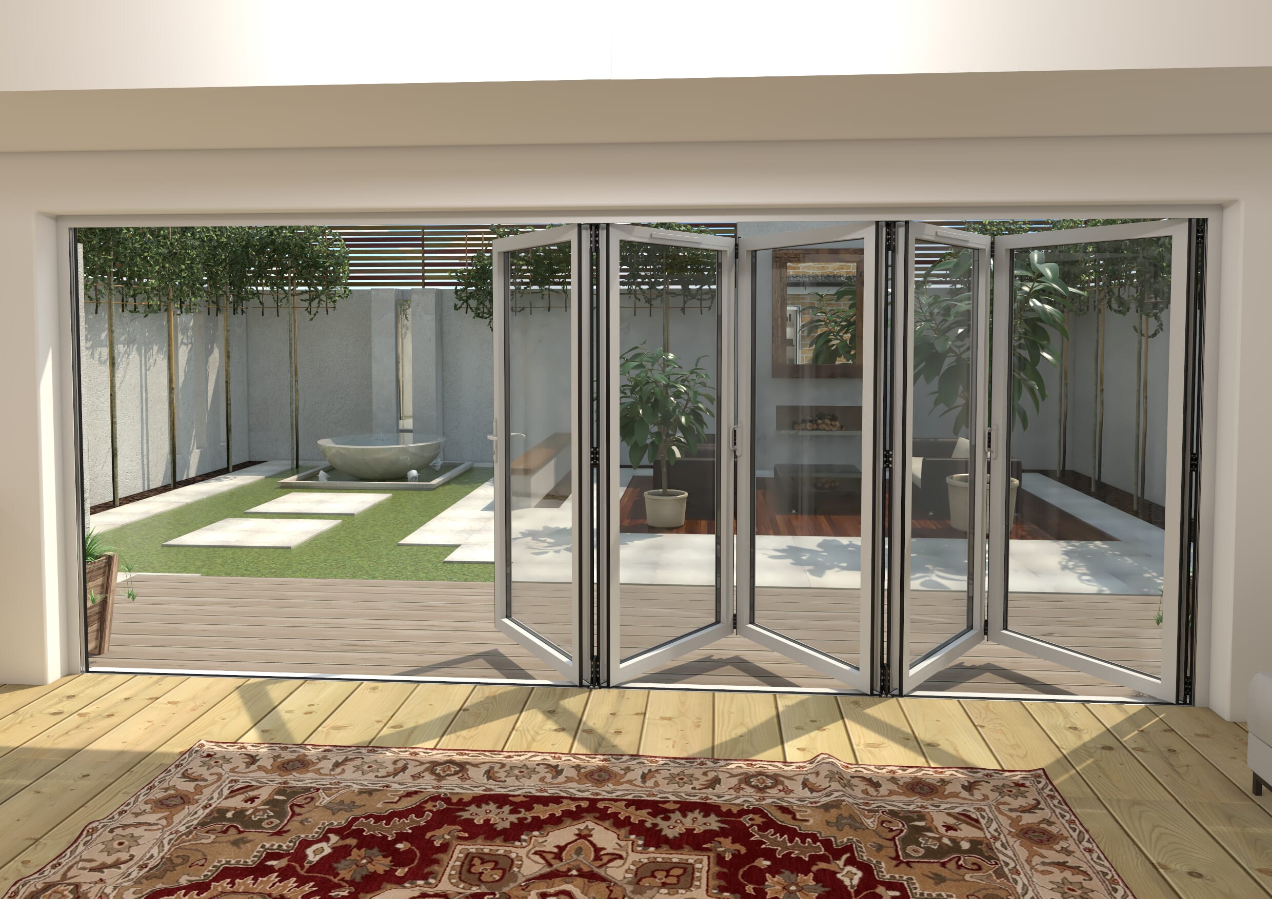 4800mm White Aluminium Bifold Doors - 5 Left